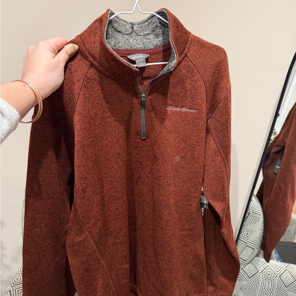 Eddie Bauer Men's Zip-Up Sweater in Rich Rust
